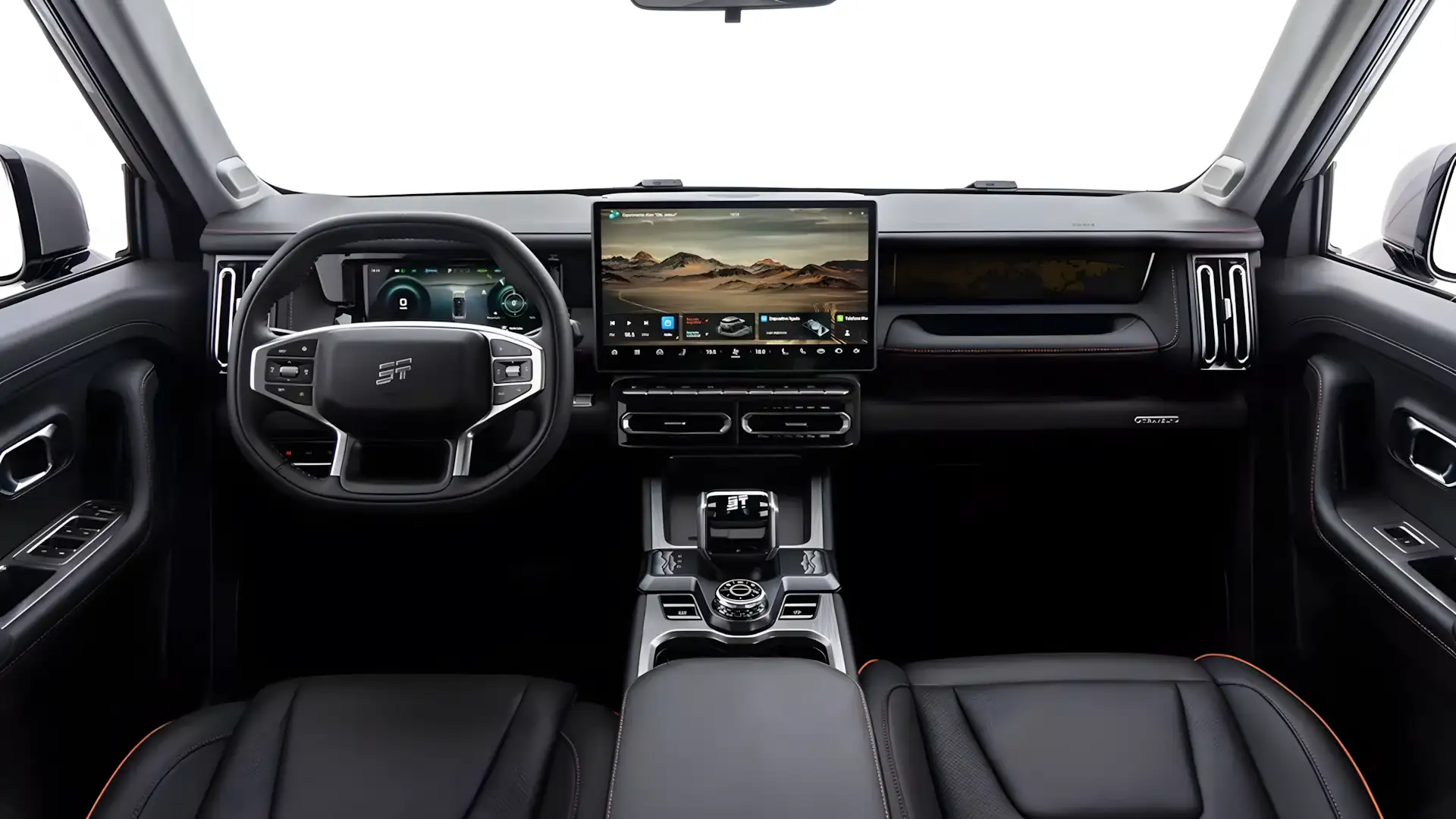 Interior do Jetour T1 com tela de 15,6 polegadas e painel digital"