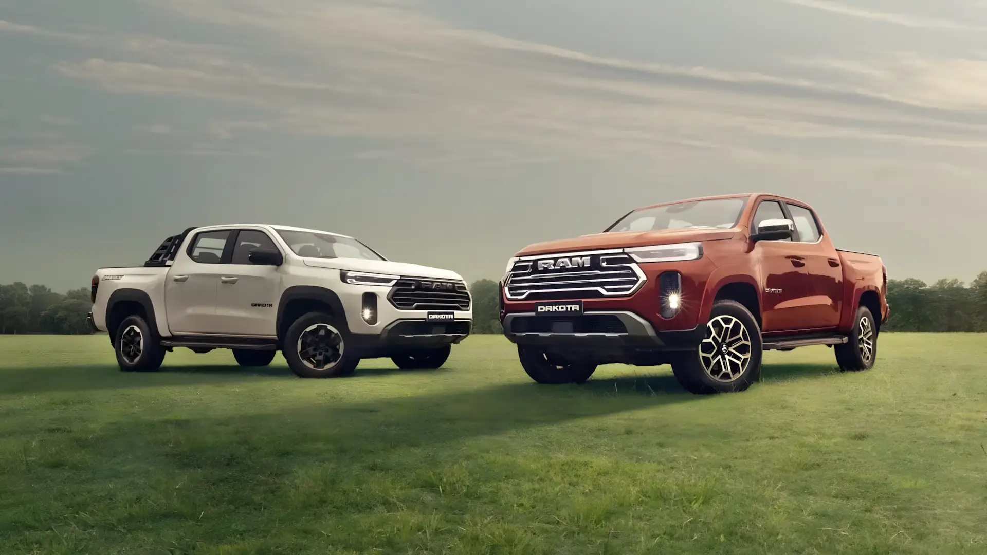 Nova Ram Dakota 2027 vista frontal e latera