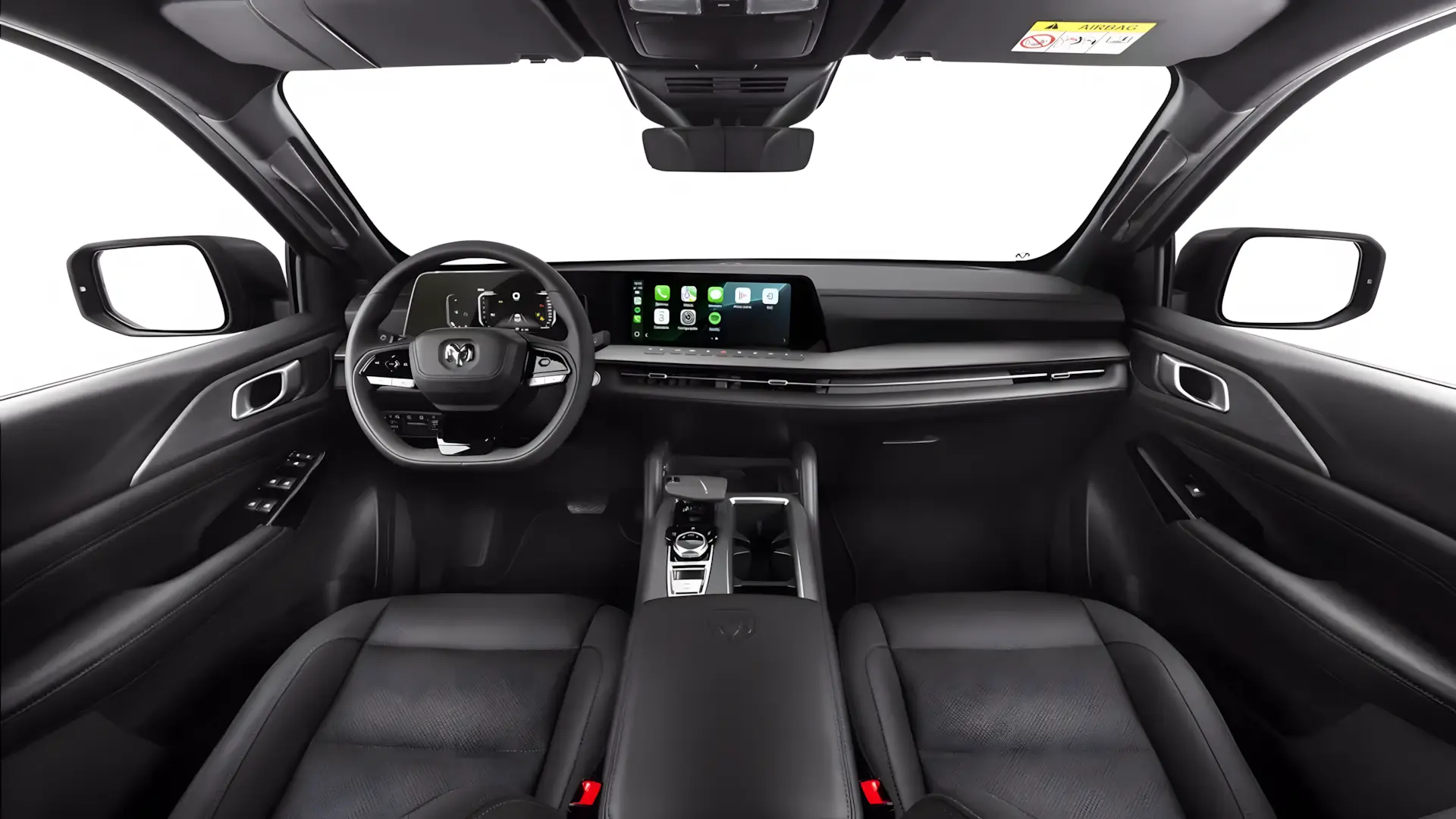 Interior da Ram Dakota 2027 com painel digital e multim&iacute;dia integrados