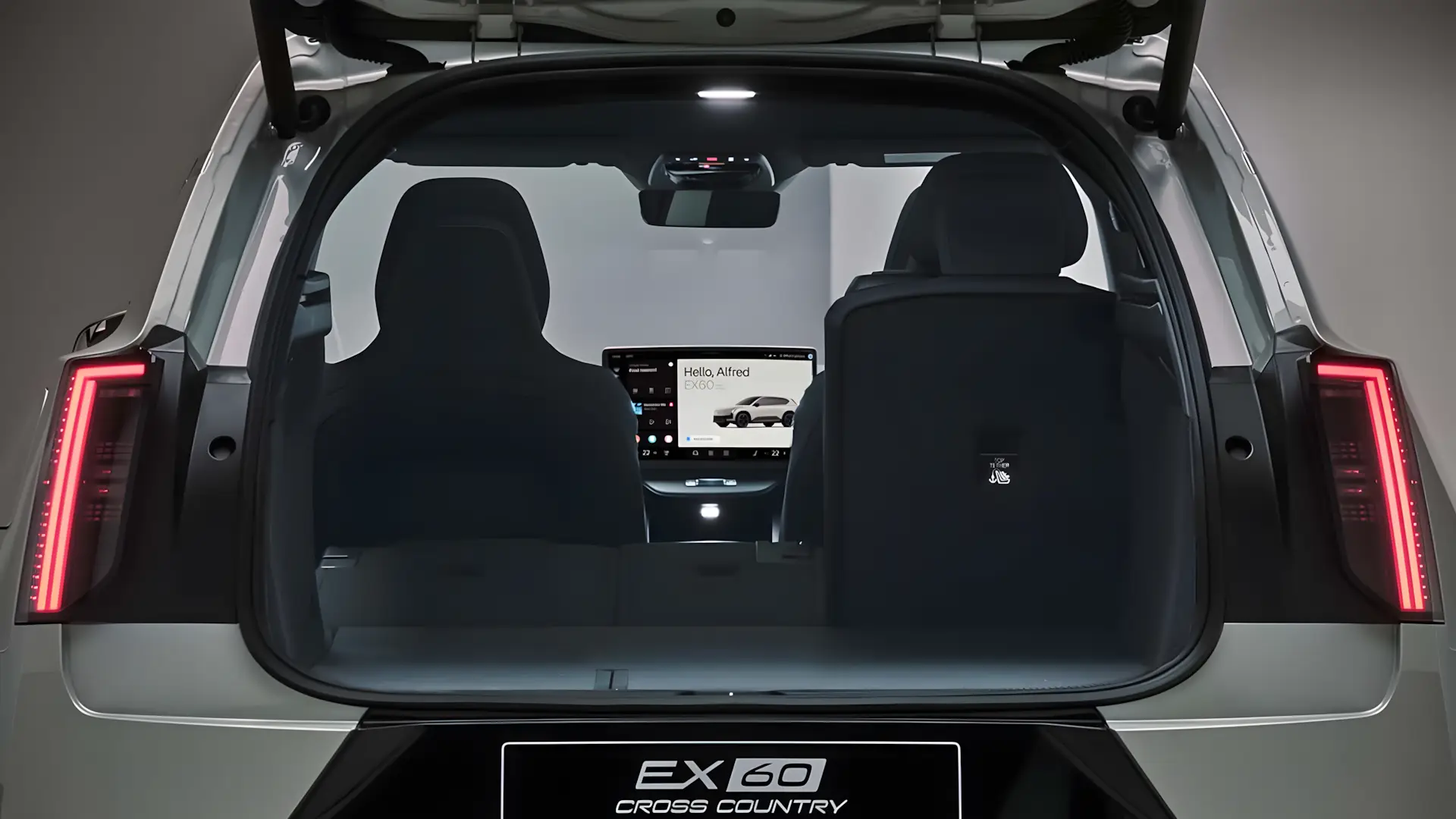 Porta-malas frontal (frunk) do Volvo EX60 2026 com compartimentos organizadores e espa&ccedil;o adicional de armazenamento