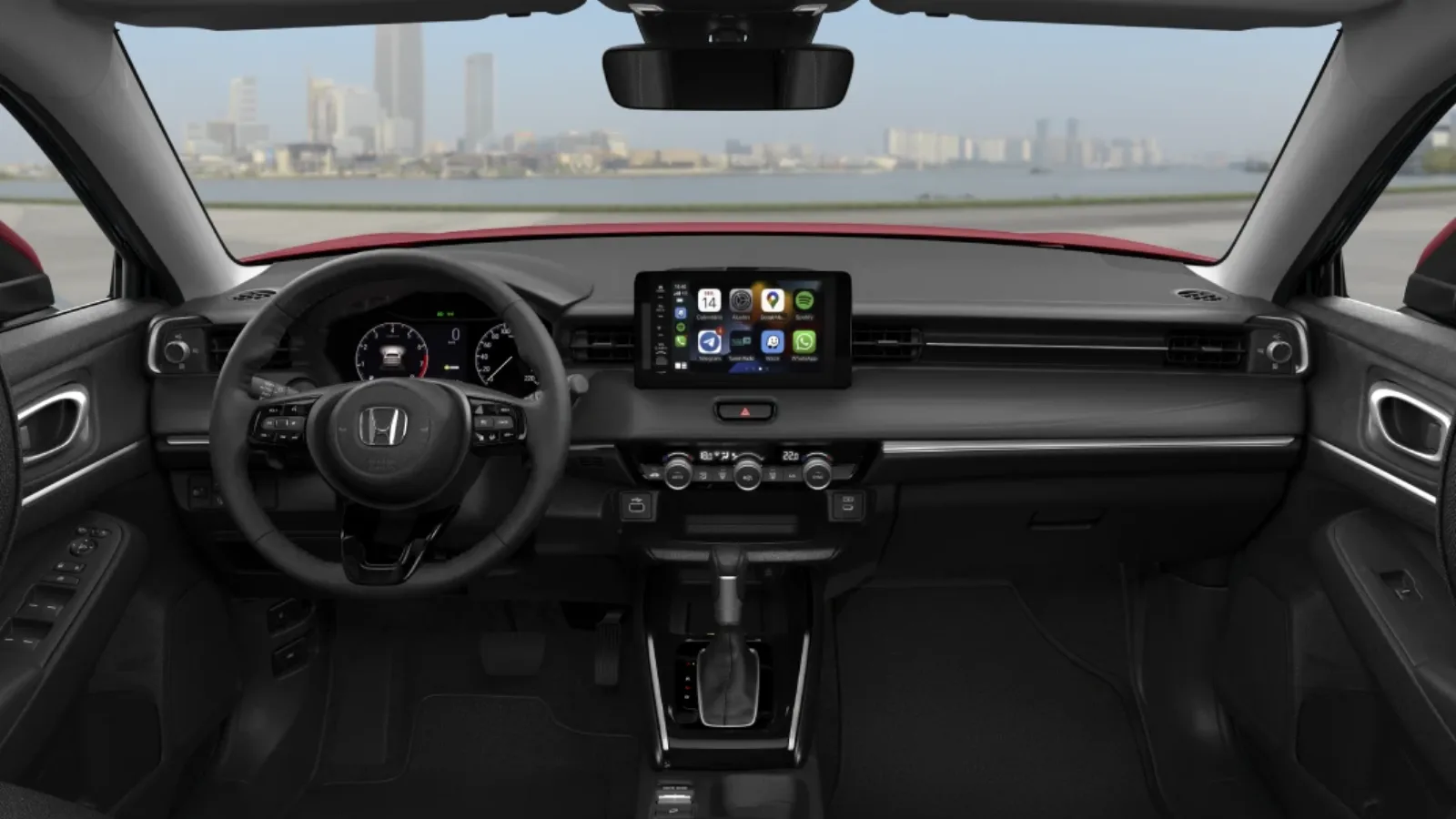 Interior do Honda HRV Touring 2026 com multimídia de 8 polegadas e ar digital de duas zonas