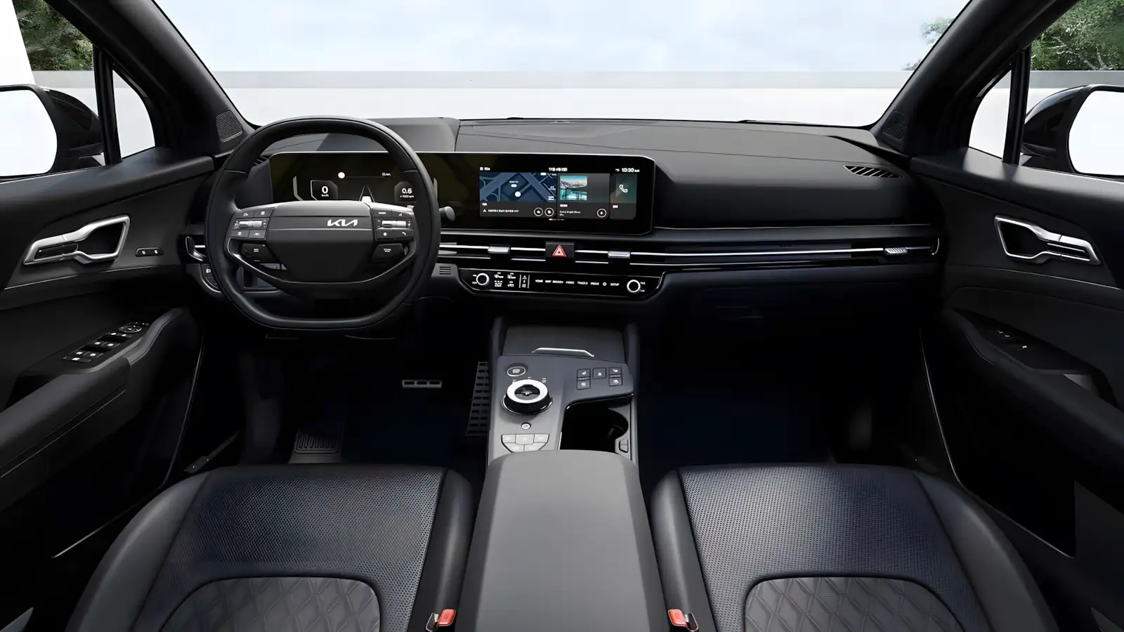 Interior do Kia Sportage EX Prestige 2026 com novo infotainment e volante redesenhado