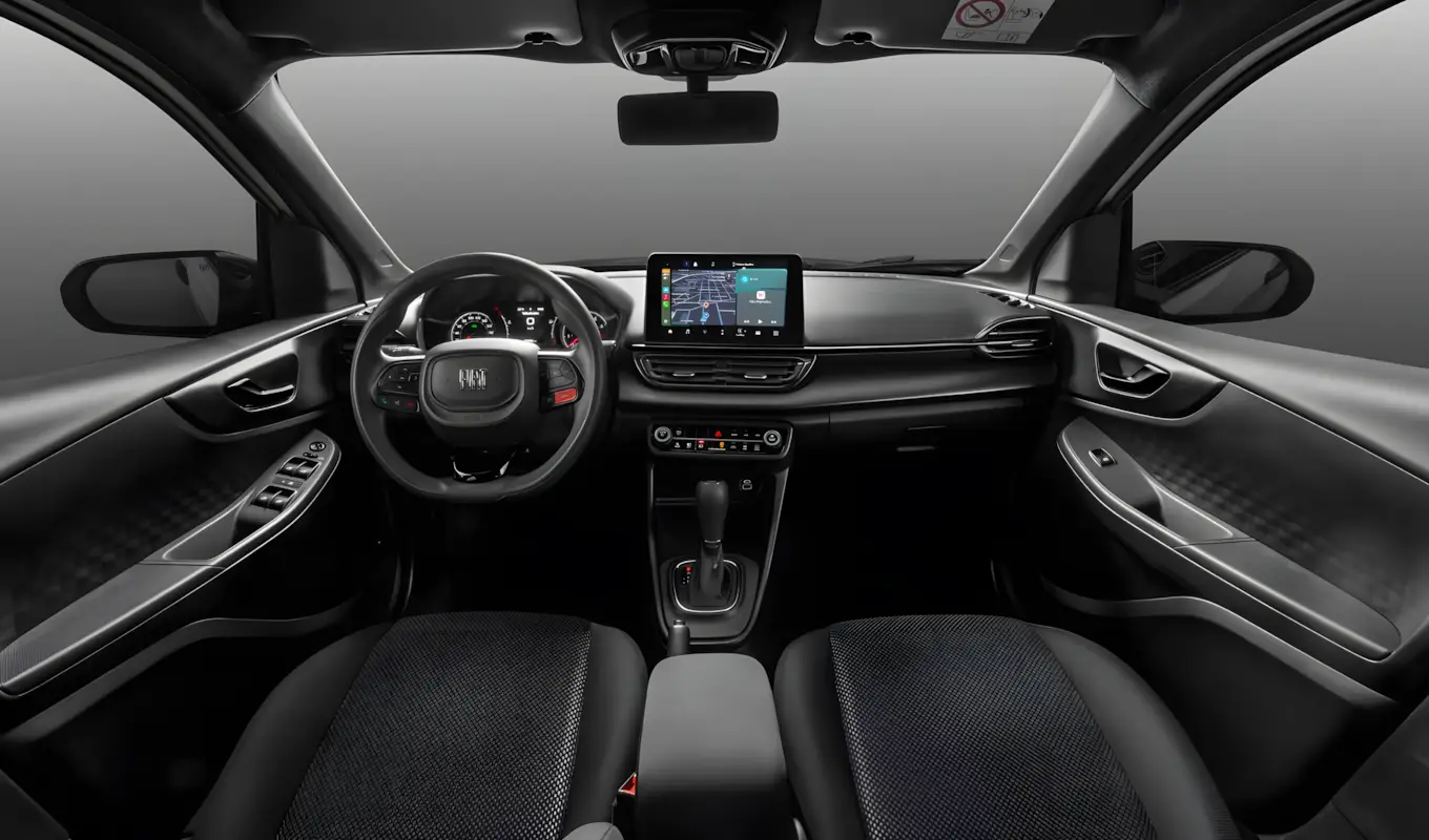 Painel interno do Fiat Pulse 2027 exibindo a central multimídia de 10 polegadas